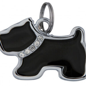 Fancy ID-Tag i metal - hund med Rhinestones.