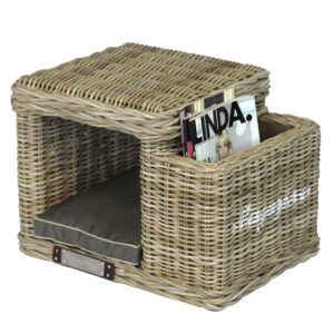 Rattan Skammel m. hule & avisholder.