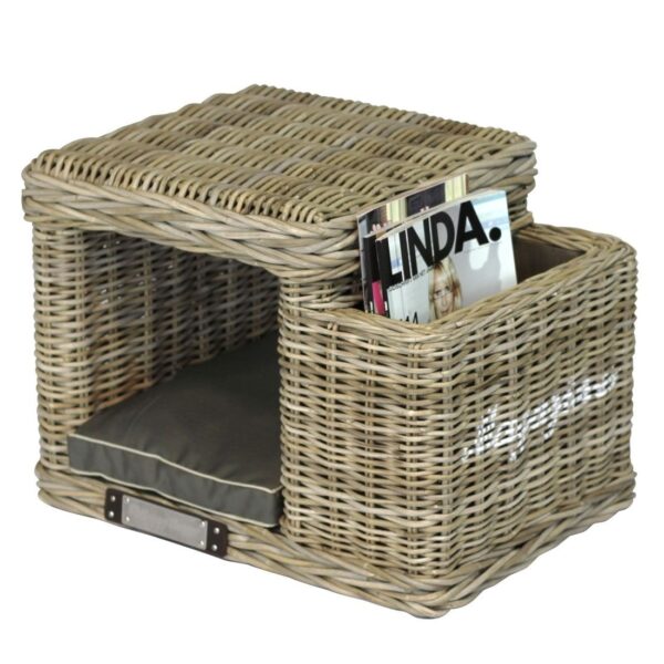 Rattan Skammel m. hule & avisholder.