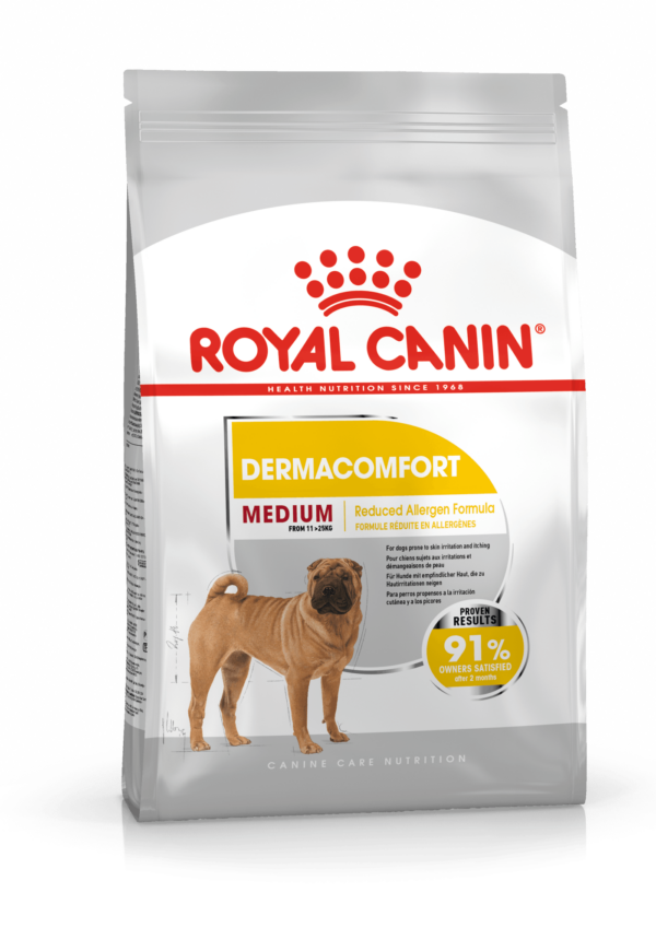 Royal Canin Medium DermaComfort. (irriteret / kløende hud). Hunde over 12 måneder