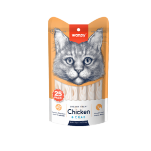 Wanpy 25 stk. Creamy Lickable Treat - Chicken & Crab 350g (25x14g)