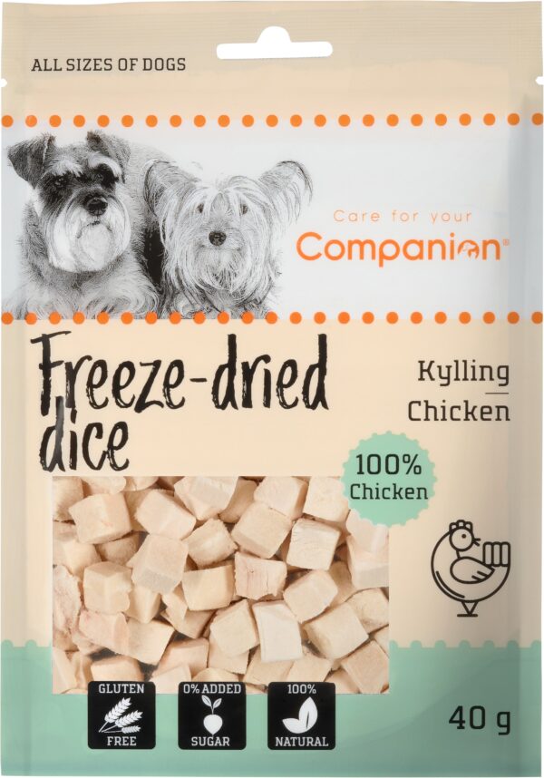 Companion Freeze-dried Dice. 100% kylling.