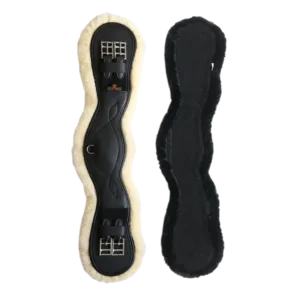 Kentucky - Anatomisk kort sort læder gjord med aftageligt lammeskind i 2 farver - 60cm