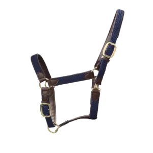 Kentucky - Læder grime med flet - Navy / Full